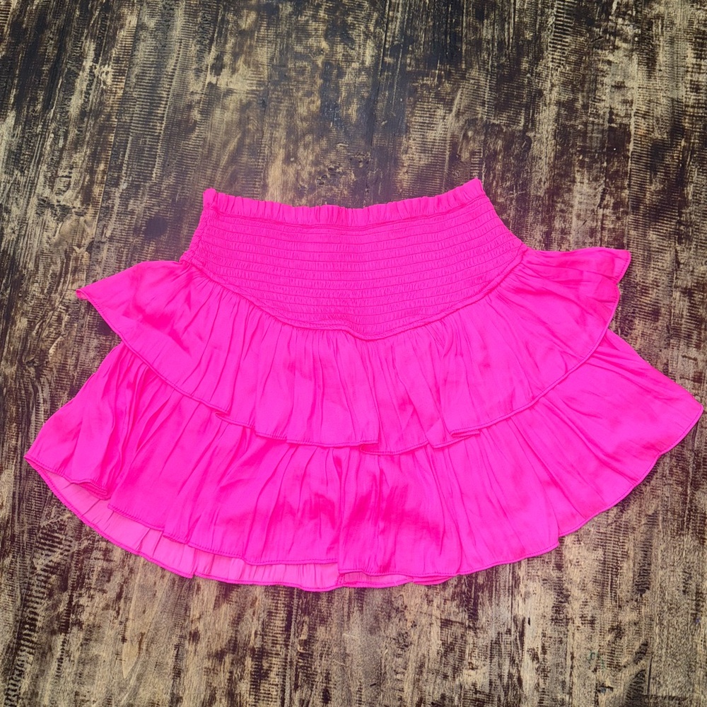 Indie Collection Pink Bubble Mini Skirt with Tiered Smocked Design